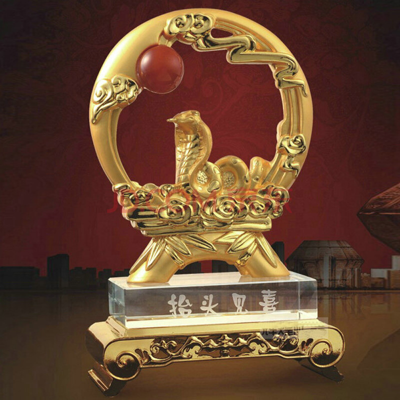 芷墨 (抬头见喜)水晶工艺摆件/蛇年贺岁纪念品/商务礼品!